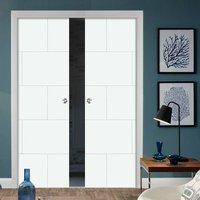 Double Pocket Ravenna Primed Flush Door