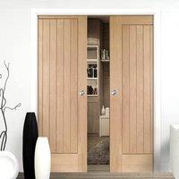 Double Pocket Suffolk Oak Door with Vertical Lining