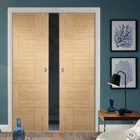 double pocket ravenna oak flush panel door