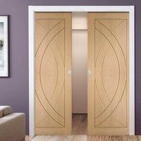 double pocket treviso oak flush panel door