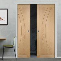 double pocket salerno oak flush panel door