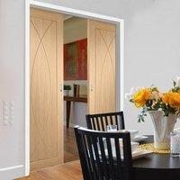 Double Pocket Pesaro Oak Flush Panel Door