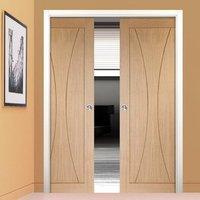 double pocket verona oak flush panel door