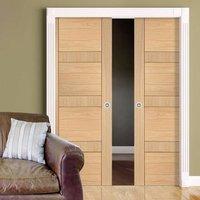 double pocket latina oak flush panel door