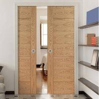 double pocket palermo oak door with panel effect prefinished