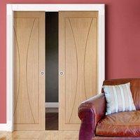 Double Pocket Verona Oak Flush Door - Prefinished