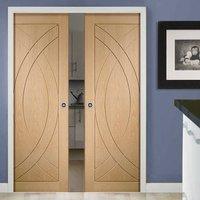 double pocket treviso oak flush panel door prefinished