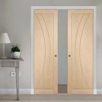 double pocket salerno oak flush panel door prefinished