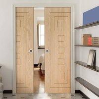 double pocket altino oak flush panel door prefinished