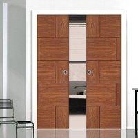 Double Pocket Ravenna Walnut Flush Door, Prefinished