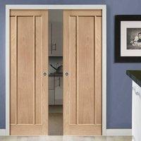 double pocket worcester oak 3 panel door