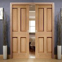 Double Pocket Victorian Oak 4 Panel Door - Raised Mould