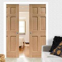 Double Pocket Colonial Oak 6 Panel Door - No Raised Mould