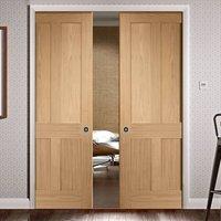 Double Pocket Victorian 4 Panel Oak Shaker Door