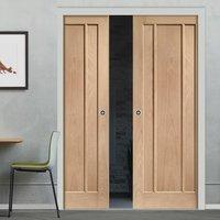 Double Pocket Worcester Oak 3 Panel Door - Prefinished