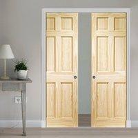 Double Pocket 6 Panel Pine Door with Raised & Fielded Panels