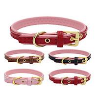 Dog Collar Adjustable/Retractable / Rivet / Handmade Solid Red / Black / Blue / Brown / Pink Genuine Leather