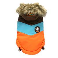 Dog Coat / Hoodie Orange / Pink Dog Clothes Winter Color Block Sports / Keep Warm