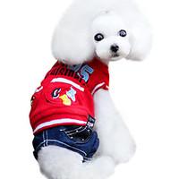 Dog Hoodie / Clothes/Jumpsuit Red / Yellow Dog Clothes Winter Letter Number / Jeans Fashion
