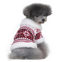 Dog Coat Sweater Red Black Dog Clothes Winter Spring/Fall Snowflake Classic Keep Warm