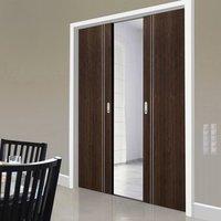 Double Pocket Sierra Flush Walnut Door - Fully Prefinished