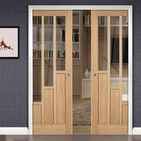 Double Pocket Coventry Contemporary Oak Door with Clear Safety Glass