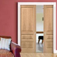 Double Pocket Contemporary 3 Panel Oak Veneered Door, Prefinished