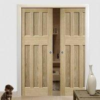 Double Pocket DX 60\'s Nostalgia Oak Panel Door