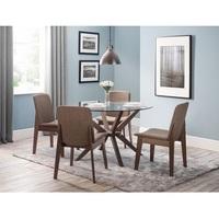 Domino Glass Dining Table In Clear With 4 Newbury Dining Chairs