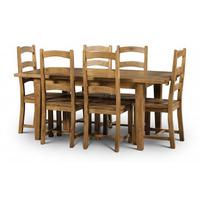 Dorset Extendable Dining Table In Solid Pine With 6 Dining Chair