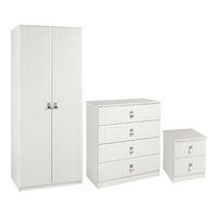 dolce 2 door wardrobe 4 drawer chest and 2 drawer bedside set cream