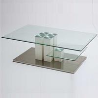 Dover Coffee Table In Clear Glass With Stainless Steel Base