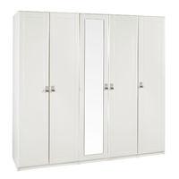 Dolce Tall 5 Door Mirrored Wardrobe Cream