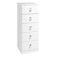 dolce 5 drawer tall boy narrow chest white