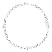 Dolphin Fancy Chain Anklet In Sterling Silver