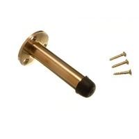 Door Stop Stay Pillar Type 75MM 3 Inch Polished Brass with Screws ( pack of 3 )