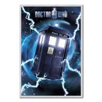 Doctor Who Tardis Metallic Poster Silver Framed - 96.5 x 66 cms (Approx 38 x 26 inches)