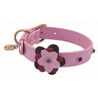 Dosha Dog Pink Leather With Flower Collars