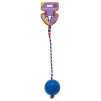 Dog Life Solid Rubber Ball on Rope 3.5in