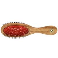 double sided dog brush wood handle