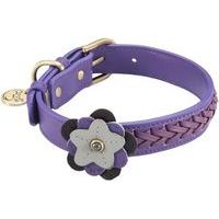 Dosha Dog Petal Violet Leather Collars With Flower