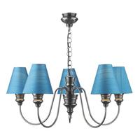 DOR0599/01 Doreen 5 Light Chandelier With Taupe Silk Shades