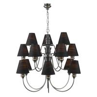 DOR1599/01 Doreen 15 Light Chandelier With Taupe Silk Shades