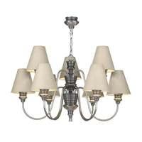 DOR1399/01 Doreen 9 Light Chandelier With Taupe Silk Shades