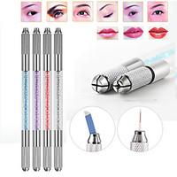 Double Heads Microblading Pen Tattoo Machine for Permanent Makeup Eyebrow Tattoo Manual Pen Needle Blade Cosmetic Both Crystal