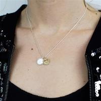 Double Disc Heart Necklace, Silver/Gold