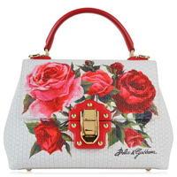 DOLCE AND GABBANA Weaved Leather Rose Lucia Bag