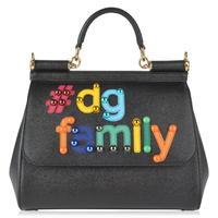 DOLCE AND GABBANA Dauphine Leather Hashtag Family Bag
