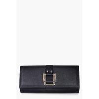 Double Square Fitting Clutch Bag - black