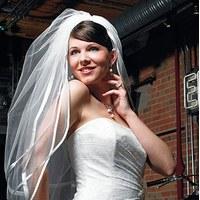 Double Border of Satin Ribbon & Pearls Veil - Ivory